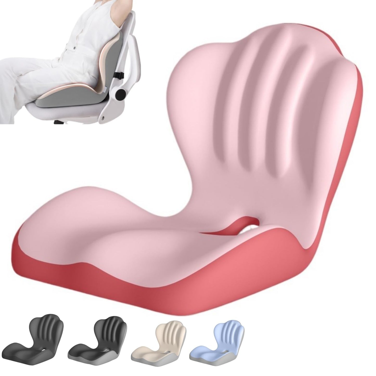 2-in-1 Memory Foam Seat and Lumbar Support Cushion L-Shaped Ergonomic Non-Slip Breathable Office Car Home Support