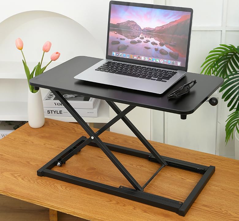 Height Adjustable Standing Desk Converter Compact Sit to Stand Desktop Riser for Monitor or Laptop Office Workstation