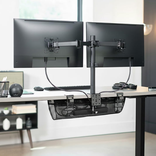 Under Desk Cable Management Mesh Clamp-On Wire Organizer Workstation Cable Net Storage Rack