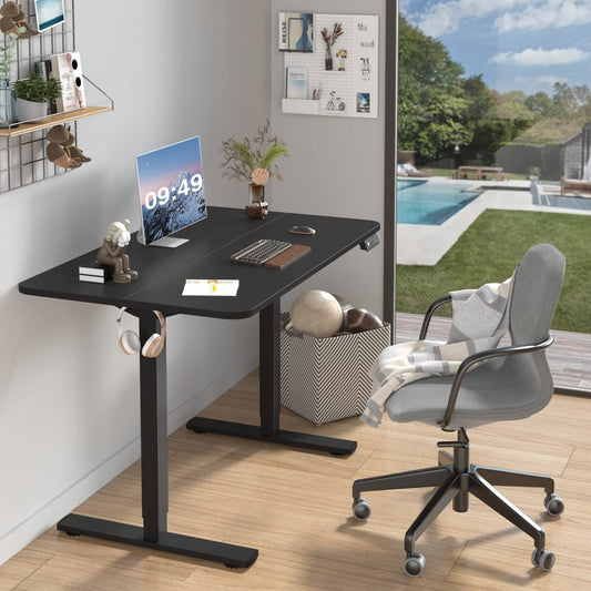 Electric Height Adjustable Standing Desk Memory Preset Sit Stand Desk Home Office T-Shaped Metal Frame