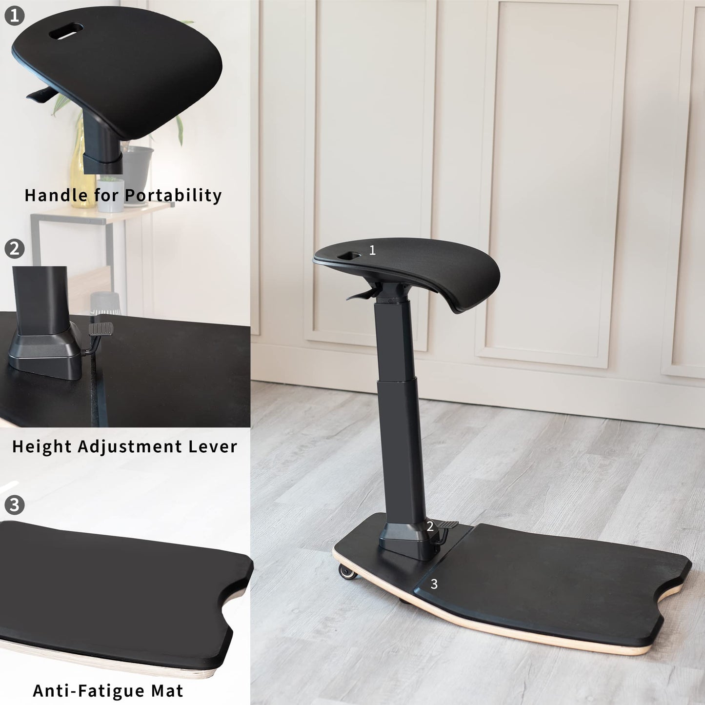 Ergonomic Leaning Perch Standing Desk Stool Anti-Fatigue Posture Seat Adjustable Height