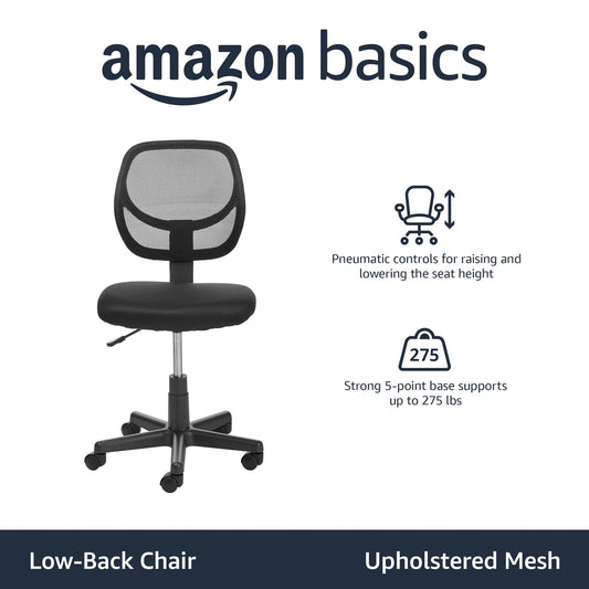 Low Back Mesh Office Chair Adjustable Swivel Casters Upholstered Design