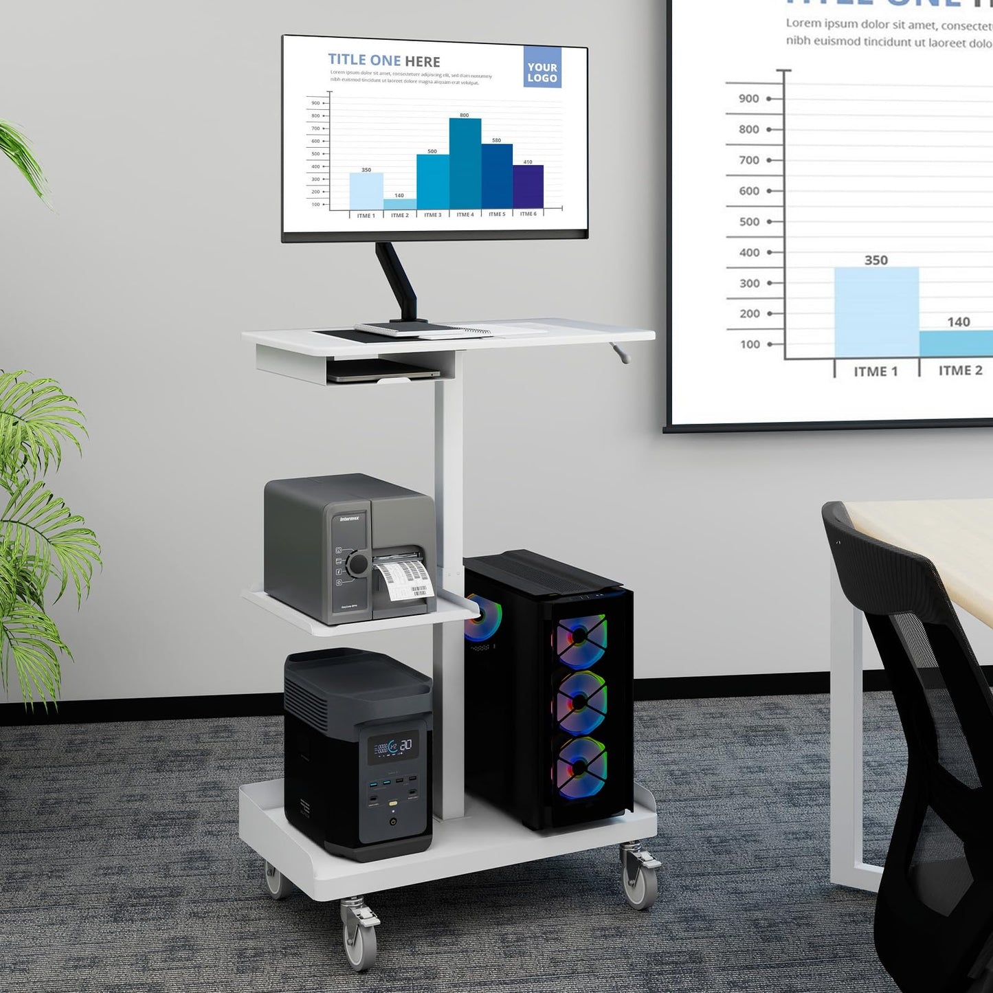 Natwind Electric Mobile Height Adjustable Workstation,Style A