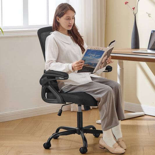 Ergonomic Mesh Office Chair with Adjustable Lumbar Support and Flip-Up Arms Executive Task Chair