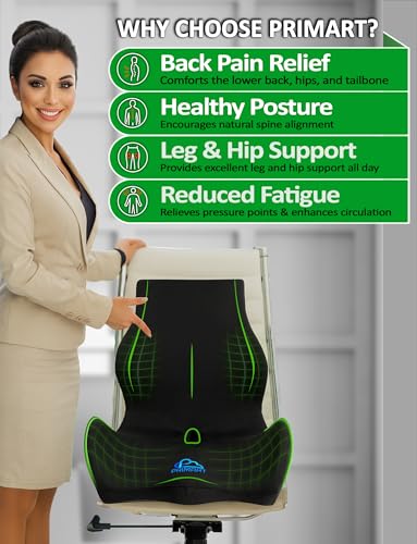 Memory Foam Seat and Lumbar Support Cushion Full Back Ergonomic Pain Relief Chair Support