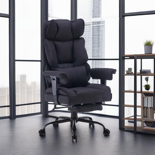 Big and Tall High Back Executive Office Chair with Footrest 400lb Capacity Fabric Ergonomic Computer Chair