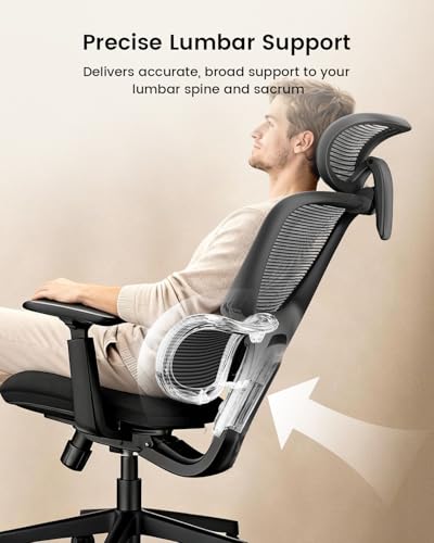 Ergonomic High Back Mesh Office Chair Adjustable Lumbar Sliding Seat 3D Headrest Wide Armrests Reclining