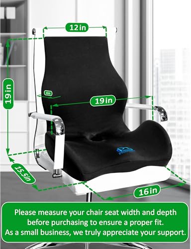 Memory Foam Seat and Lumbar Support Cushion Full Back Ergonomic Pain Relief Chair Support
