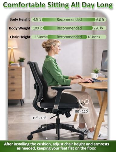 Memory Foam Seat and Lumbar Support Cushion Full Back Ergonomic Pain Relief Chair Support