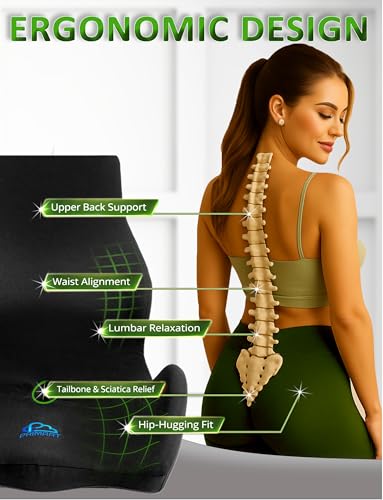 Memory Foam Seat and Lumbar Support Cushion Full Back Ergonomic Pain Relief Chair Support