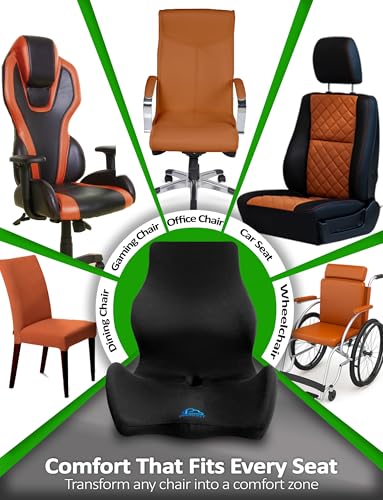 Memory Foam Seat and Lumbar Support Cushion Full Back Ergonomic Pain Relief Chair Support