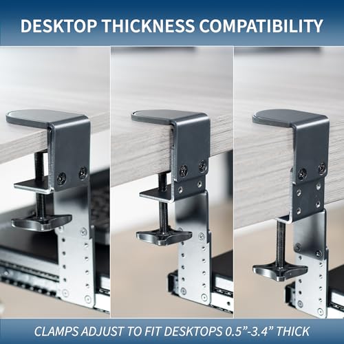 Large Under Desk Adjustable Keyboard Tray C-Clamp Slide Out Ergonomic Platform 27x11 Inch Mouse Typing Drawer Workstation