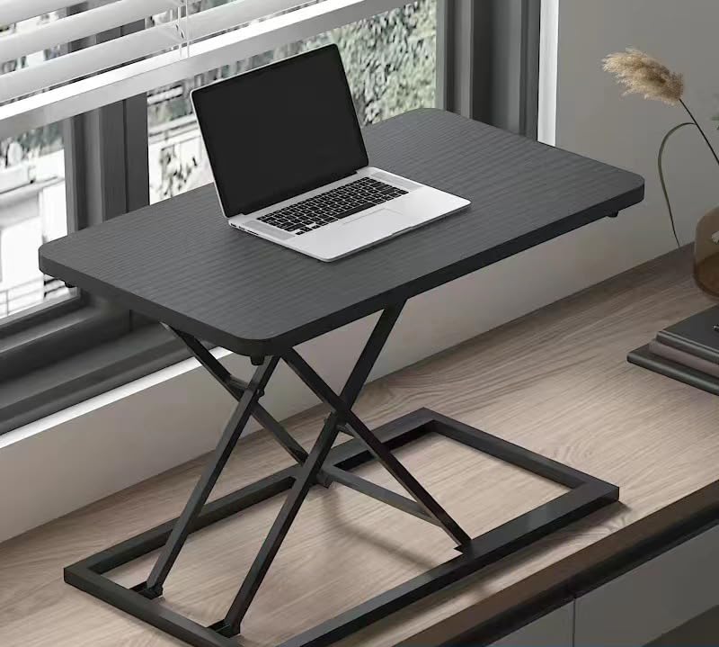 Height Adjustable Standing Desk Converter Compact Sit to Stand Desktop Riser for Monitor or Laptop Office Workstation