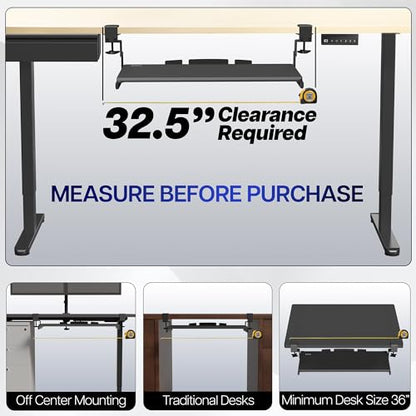 Large Under Desk Adjustable Keyboard Tray C-Clamp Slide Out Ergonomic Platform 27x11 Inch Mouse Typing Drawer Workstation