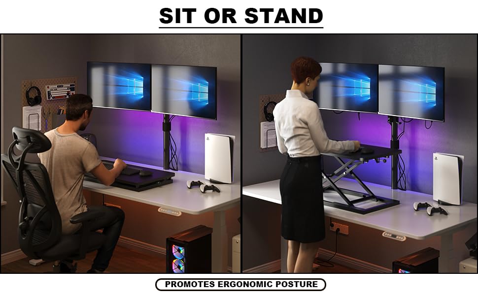 Small Scissor Lift Keyboard Riser Standing Desk Converter Adjustable Height Sit Stand Workstation Ergonomic Keyboard and Mouse Tray