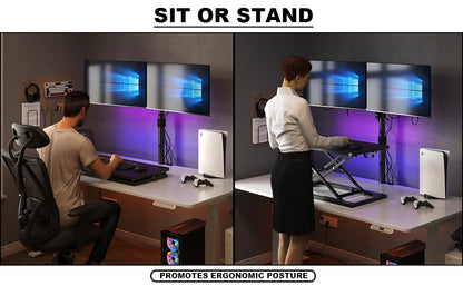 Small Scissor Lift Keyboard Riser Standing Desk Converter Adjustable Height Sit Stand Workstation Ergonomic Keyboard and Mouse Tray