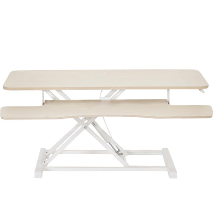 Height Adjustable Desk Converter Sit Stand Workstation Dual Monitor Laptop Riser Wide Keyboard Tray