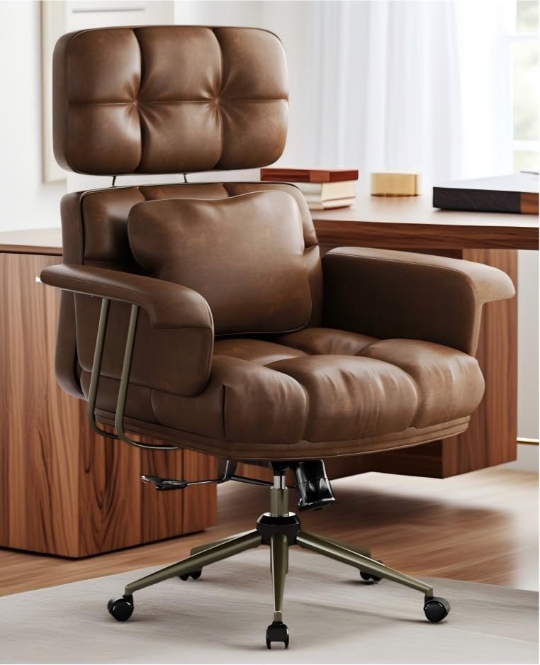 High Back Ergonomic PU Leather Executive Office Chair Reclining Swivel Lumbar Support