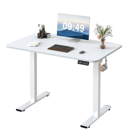 Electric Height Adjustable Standing Desk Memory Preset Sit Stand Desk Home Office T-Shaped Metal Frame