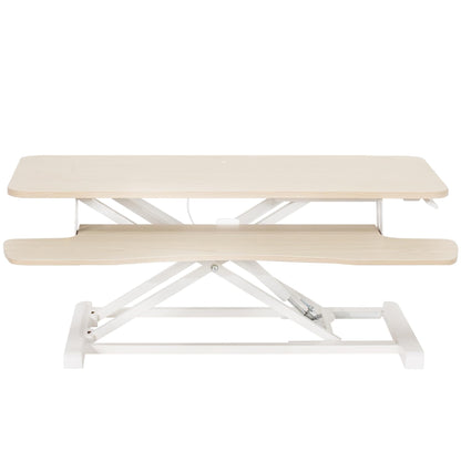 Height Adjustable Desk Converter Sit Stand Workstation Dual Monitor Laptop Riser Wide Keyboard Tray