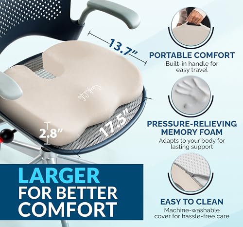 Gel Memory Foam Seat Cushion Ergonomic Tailbone Sciatica Pain Relief Office Car Support