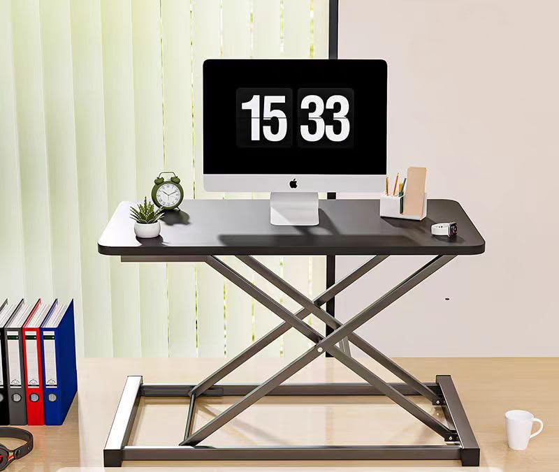 Height Adjustable Standing Desk Converter Compact Sit to Stand Desktop Riser for Monitor or Laptop Office Workstation