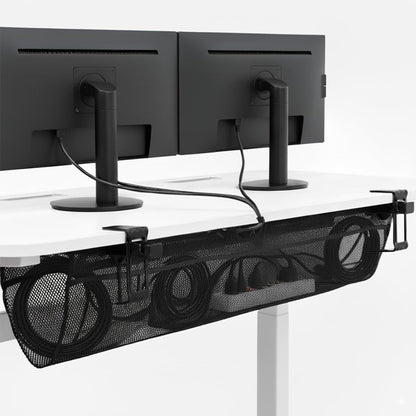 Under Desk Cable Management Mesh Clamp-On Wire Organizer Workstation Cable Net Storage Rack