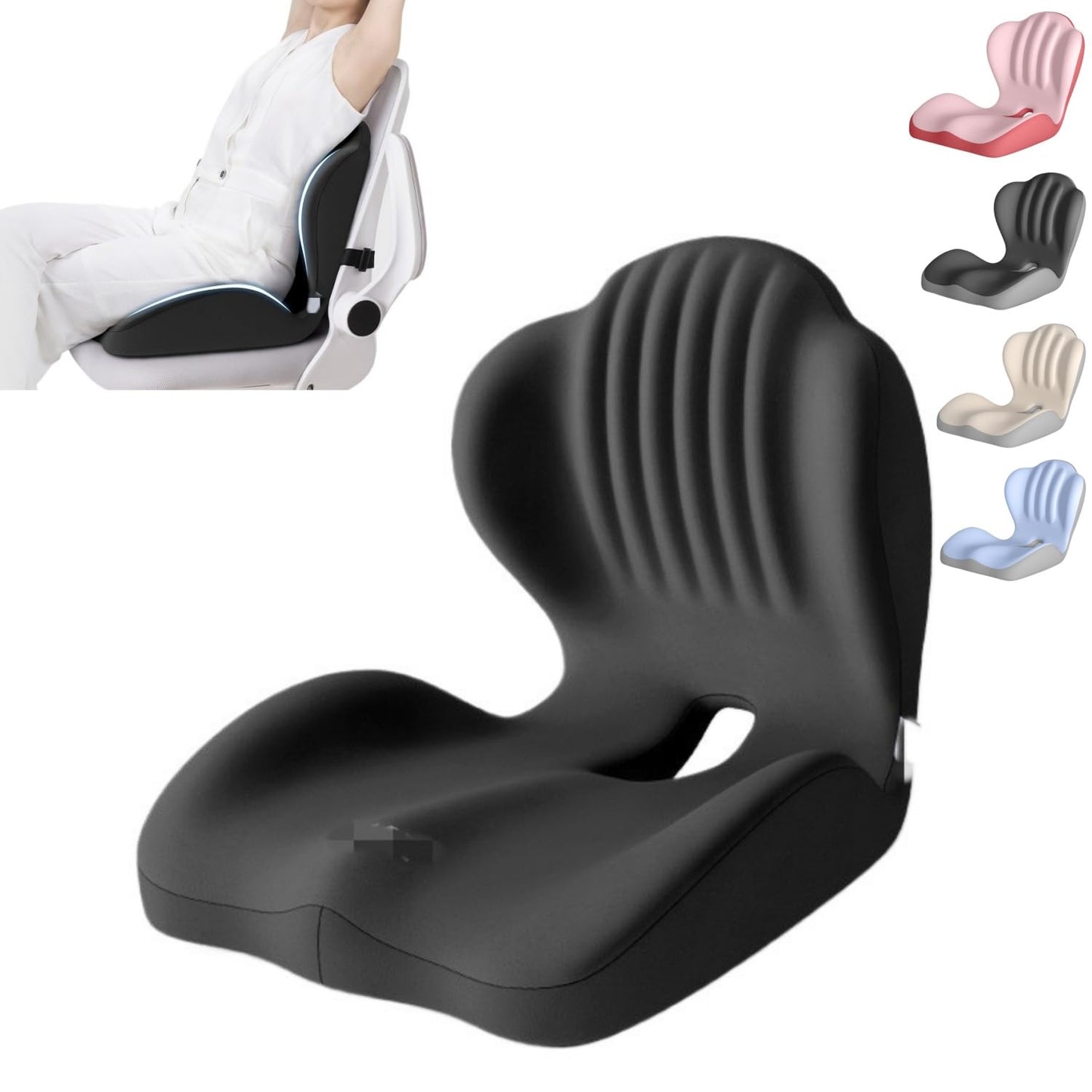 2-in-1 Memory Foam Seat and Lumbar Support Cushion L-Shaped Ergonomic Non-Slip Breathable Office Car Home Support