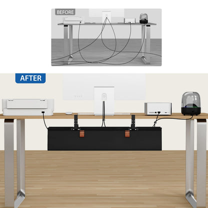 Under Desk Cable Management Tray Fabric Cord Organizer Clamp or Screw Mount No Drill Wire Management Home Office