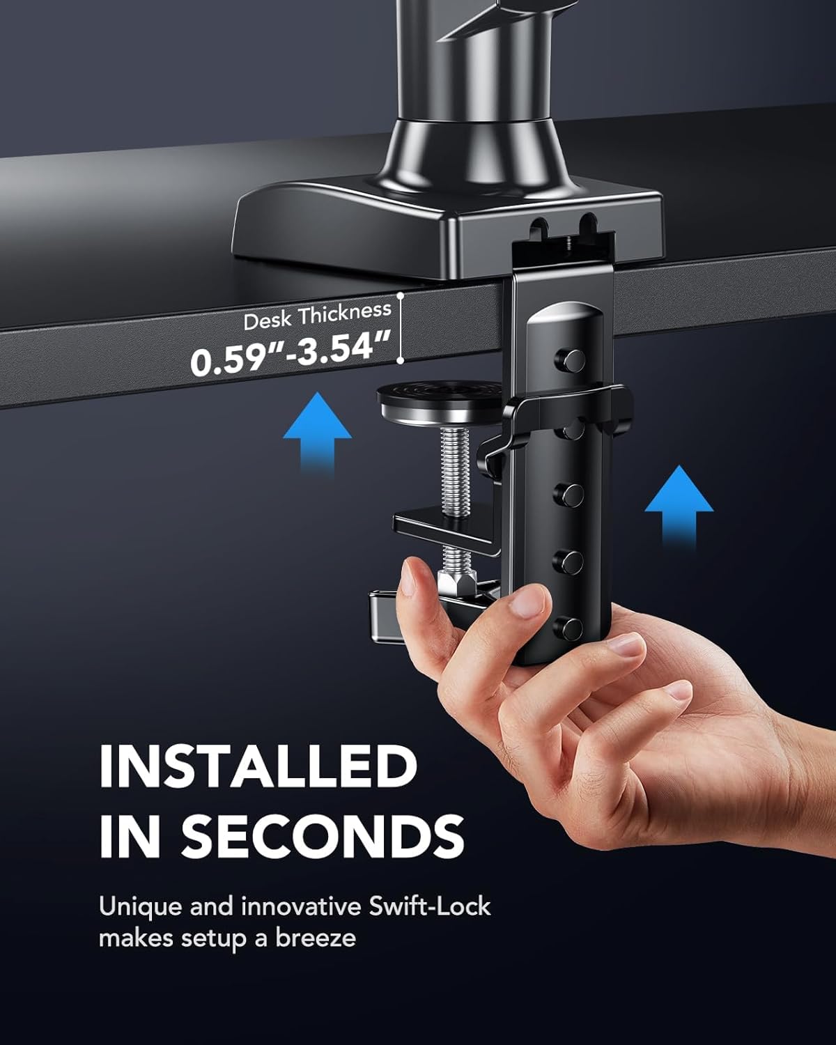 Single Monitor Mount Adjustable Monitor Arm VESA C-Clamp Grommet Base 13–32 Inch Screen Support Stand