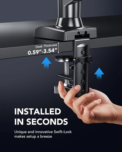 Single Monitor Mount Adjustable Monitor Arm VESA C-Clamp Grommet Base 13–32 Inch Screen Support Stand