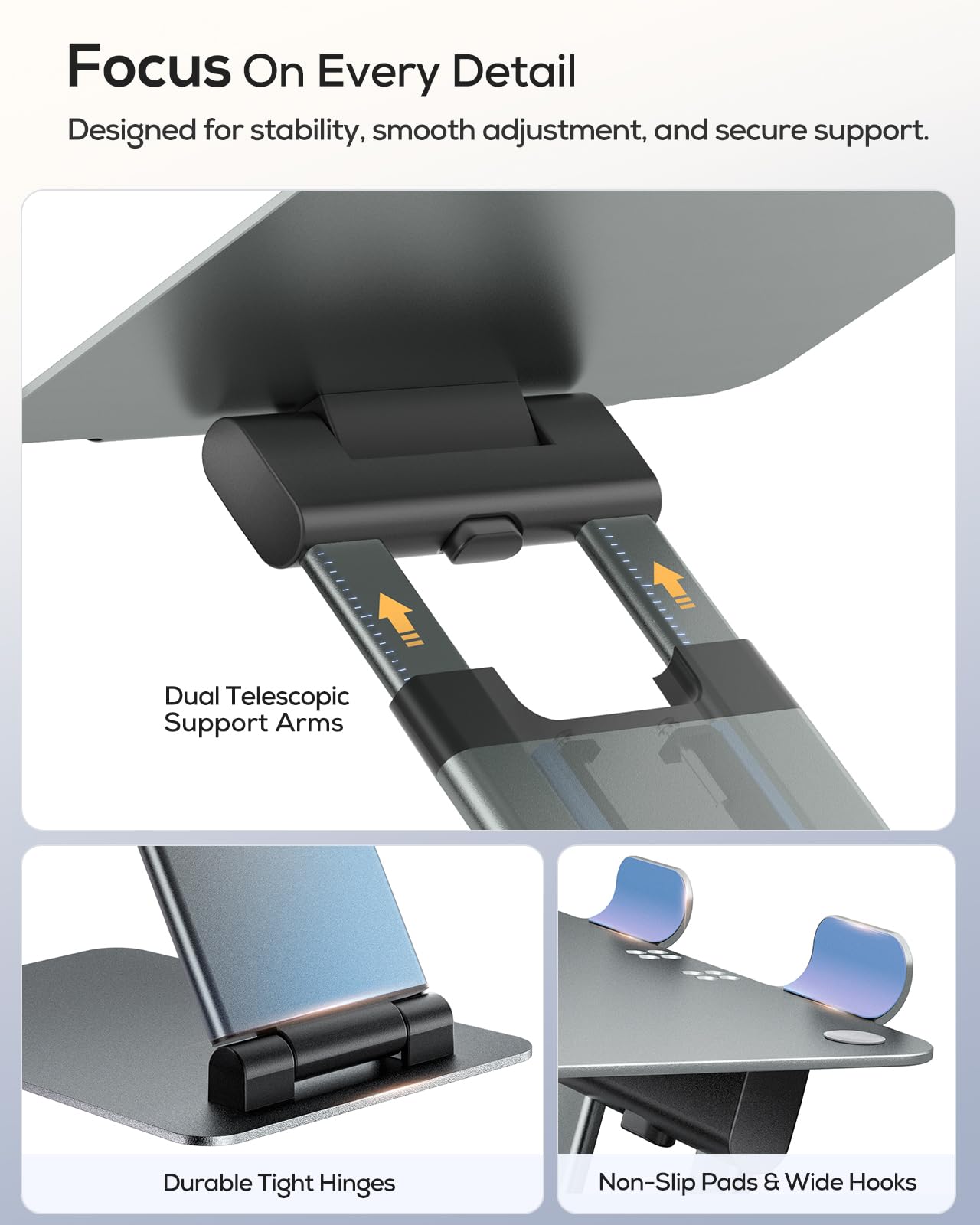 Adjustable Height Laptop Stand Ergonomic Riser Portable Desk Holder for 10–17 Inch Laptops