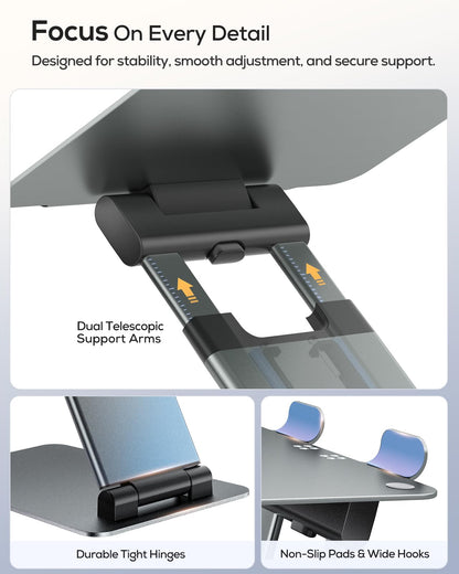 Adjustable Height Laptop Stand Ergonomic Riser Portable Desk Holder for 10–17 Inch Laptops