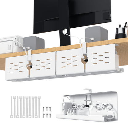 Under Desk Cable Management Tray Cord Organizer Metal Clamp or Screw Mount Heavy Duty Desk Cable Storage Rack
