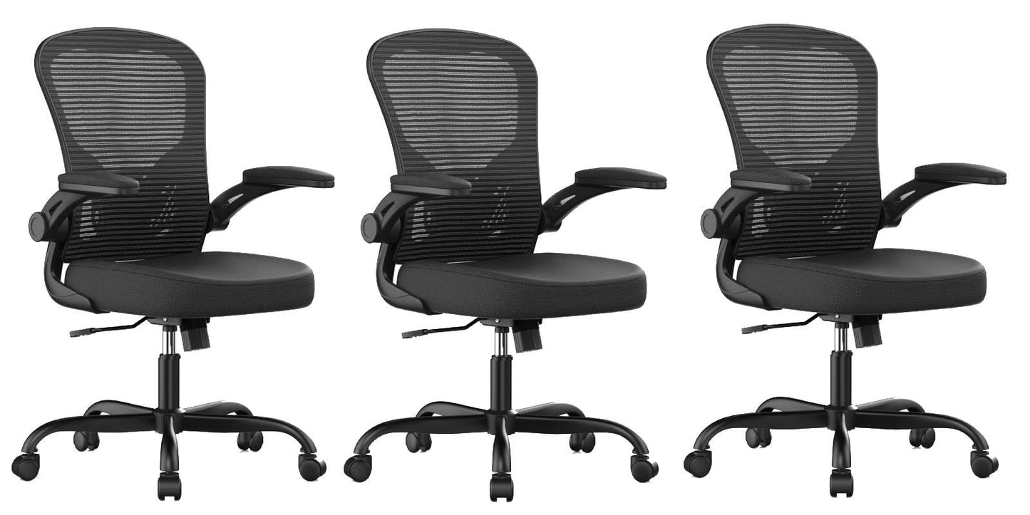 High Back Mesh Office Chair 330LBS Flip-Up Arms Lumbar Support