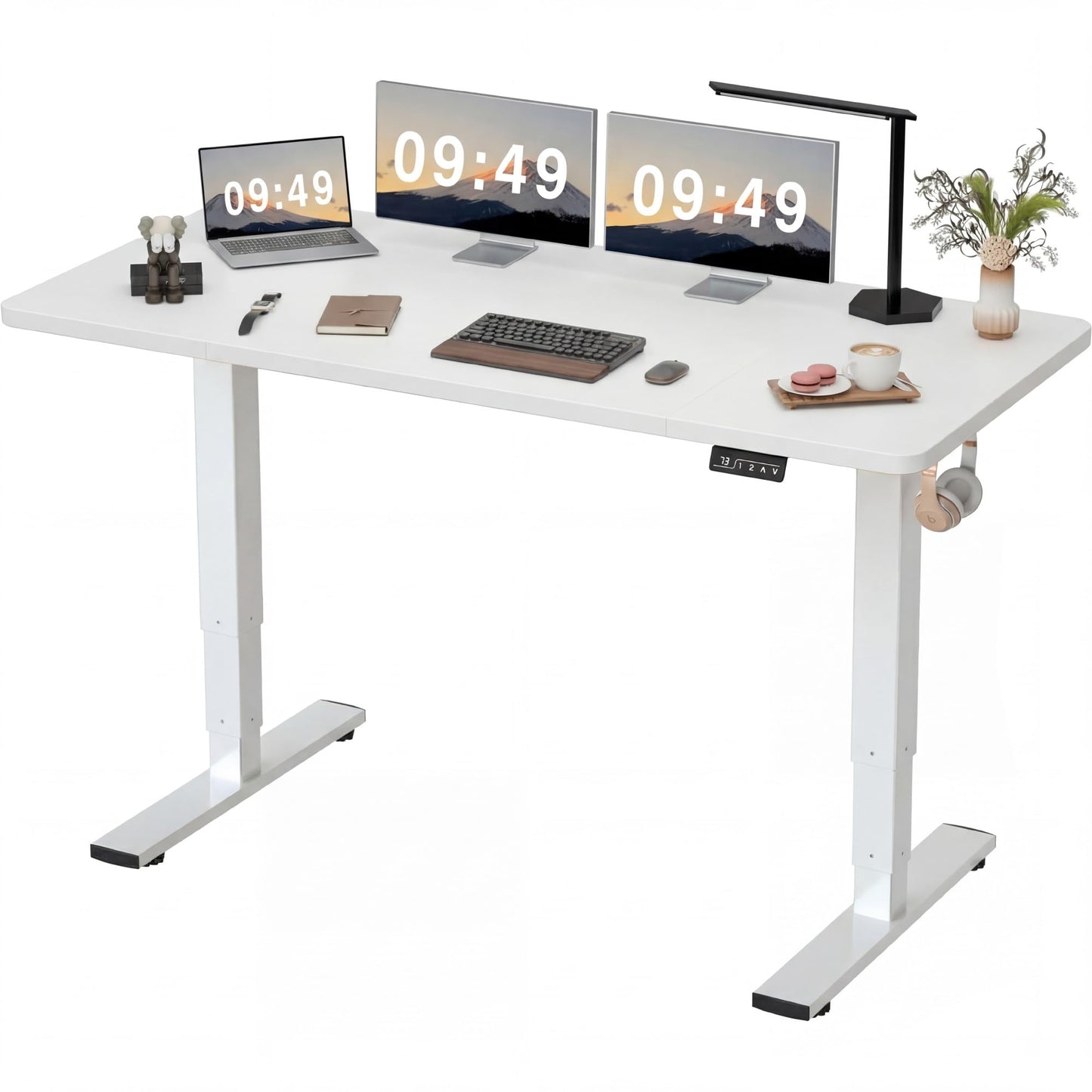 Electric Height Adjustable Standing Desk Memory Preset Sit Stand Desk Home Office T-Shaped Metal Frame