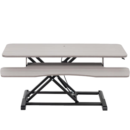 Height Adjustable Desk Converter Sit Stand Workstation Dual Monitor Laptop Riser Wide Keyboard Tray