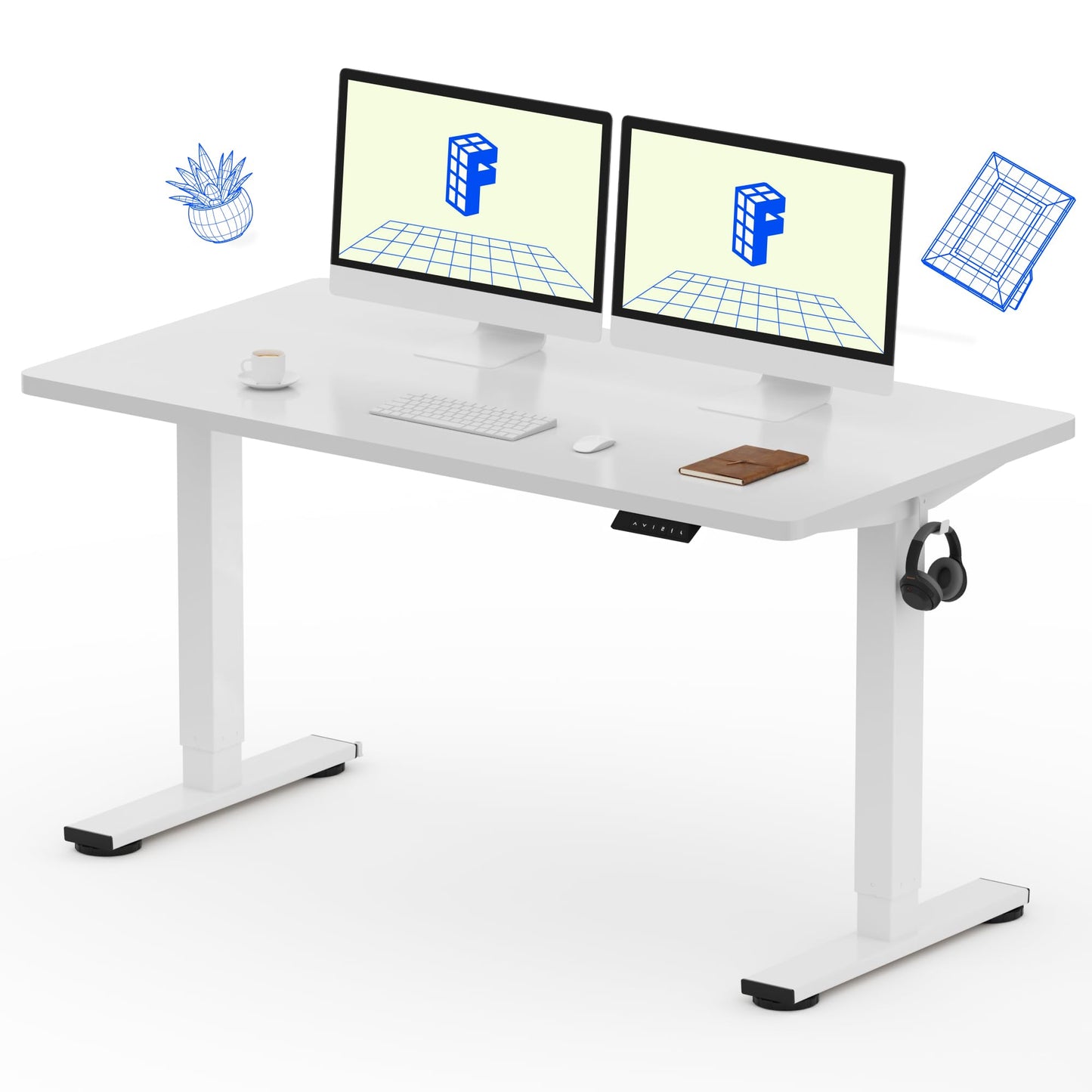 Electric Standing Desk Adjustable Height One Piece Desktop 4 Memory Presets Stable Home Office Desk