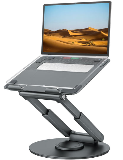 Telescopic Laptop Stand 360° Swivel Base Adjustable Height Ergonomic Sit Stand Riser Portable Desk Holder