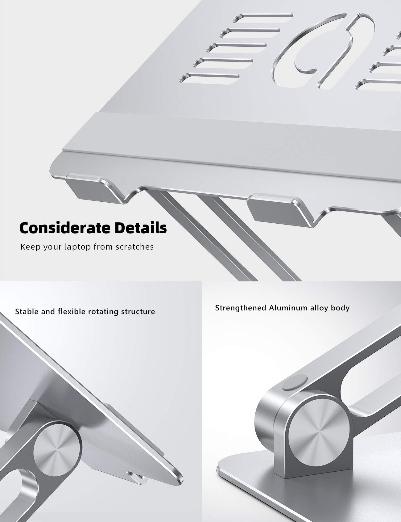 Adjustable Aluminum Laptop Stand Foldable Portable Ergonomic Notebook Riser Desk Holder