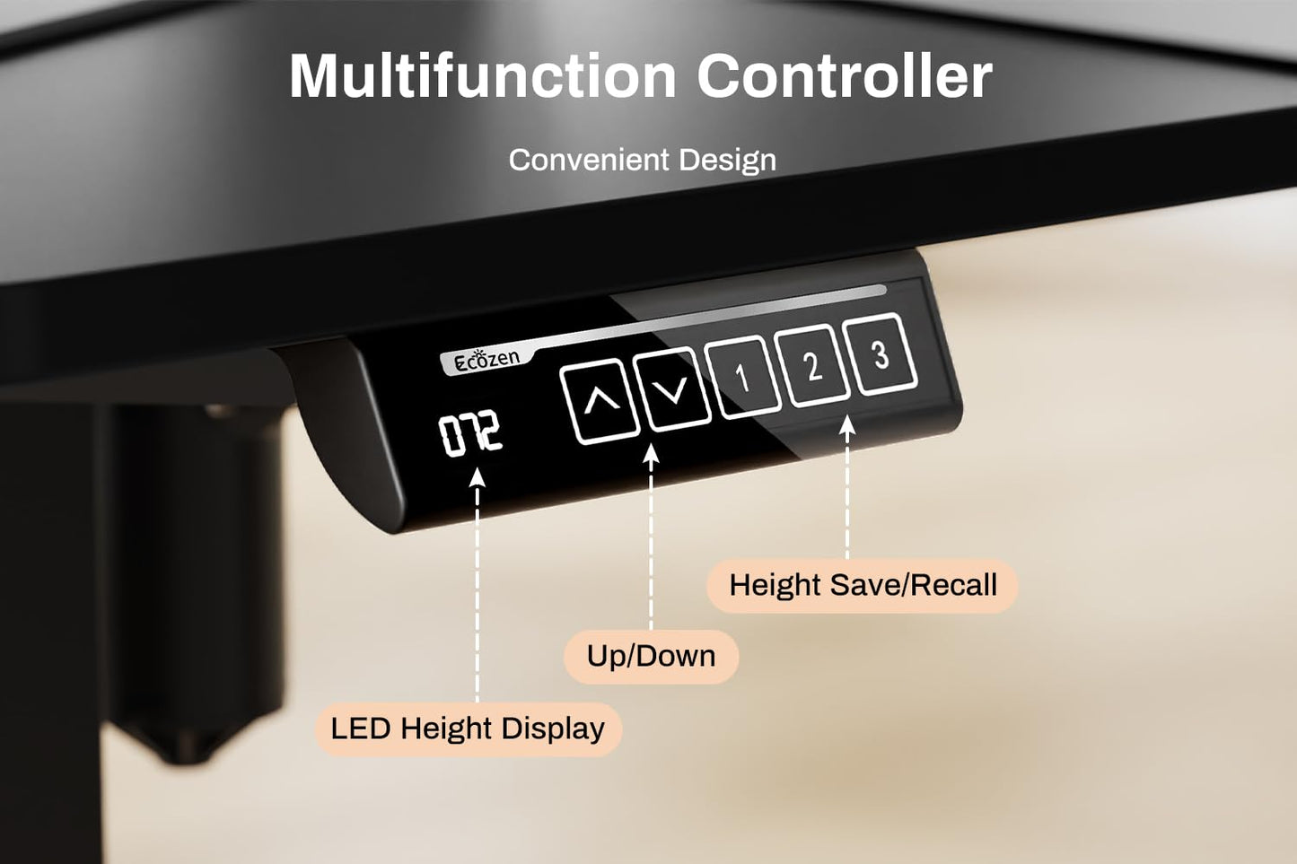 Electric Height Adjustable L-Shaped Standing Desk Memory Preset Sit Stand Home Office Desk Two-Piece Wood Desktop