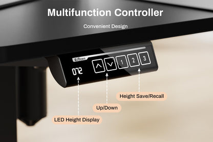 Electric Height Adjustable L-Shaped Standing Desk Memory Preset Sit Stand Home Office Desk Two-Piece Wood Desktop