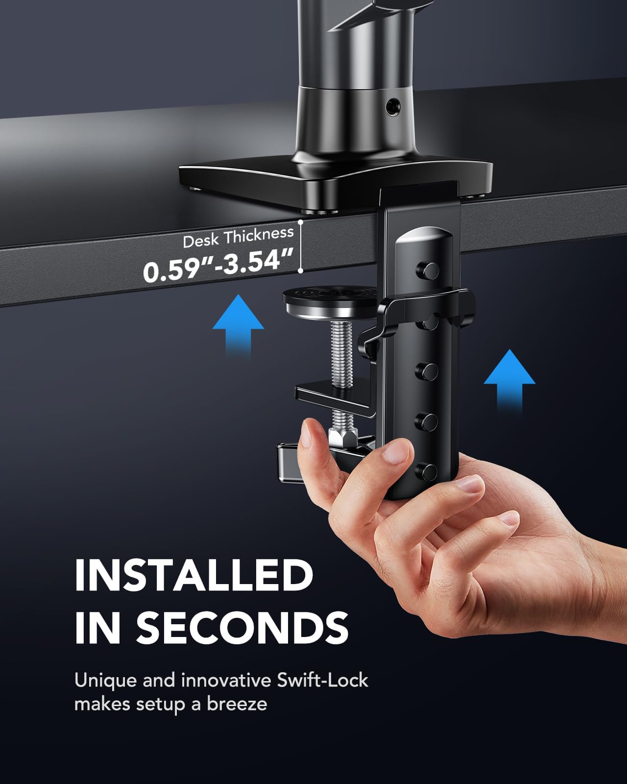 Single Monitor Mount Adjustable Monitor Arm VESA C-Clamp Grommet Base 13–32 Inch Screen Support Stand