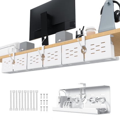 Under Desk Cable Management Tray Cord Organizer Metal Clamp or Screw Mount Heavy Duty Desk Cable Storage Rack