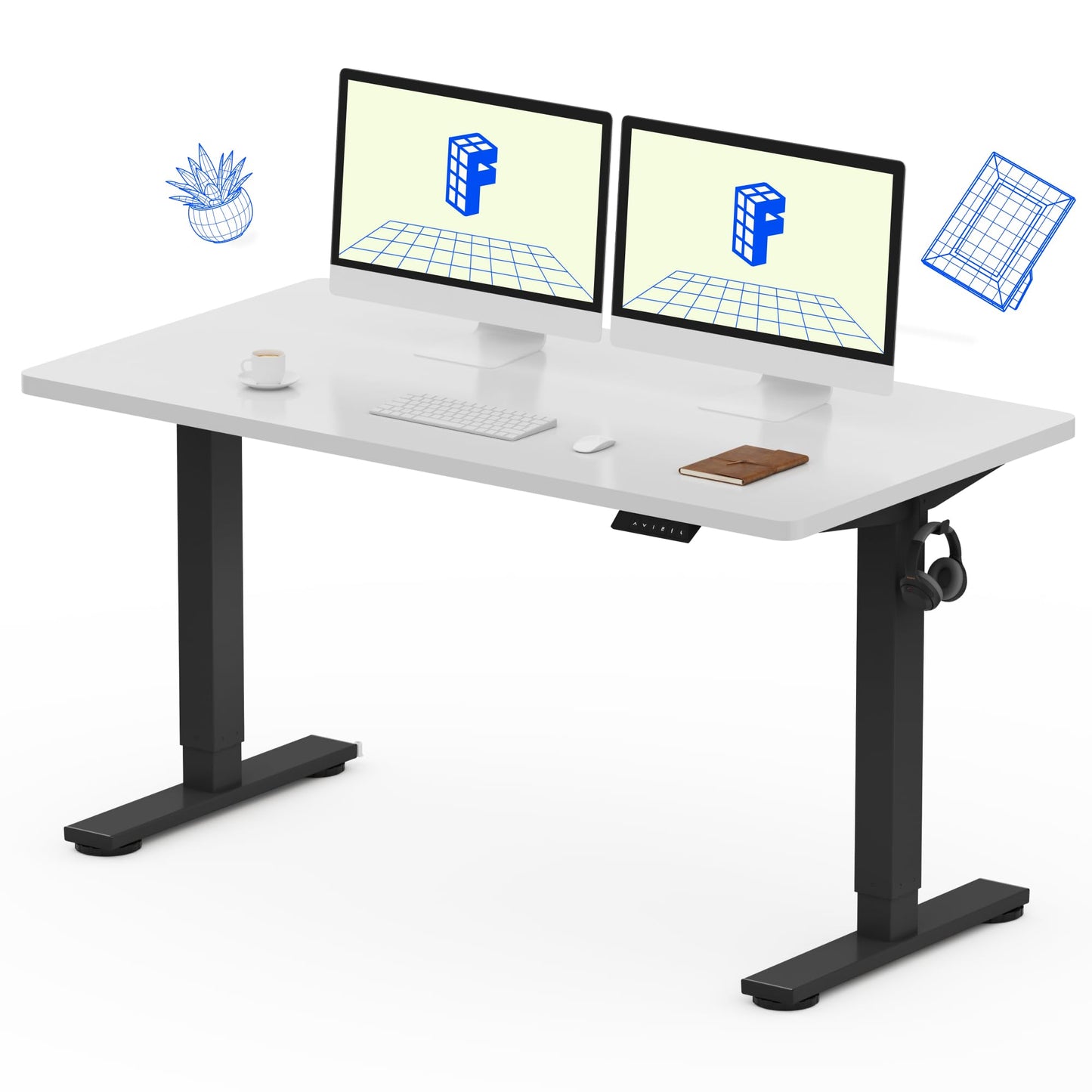 Electric Standing Desk Adjustable Height One Piece Desktop 4 Memory Presets Stable Home Office Desk