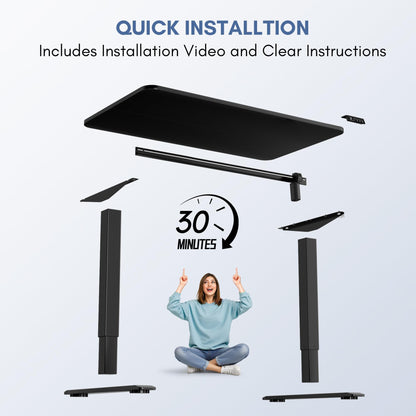 Electric Height Adjustable Standing Desk Memory Preset Sit Stand Desk Home Office T-Shaped Metal Frame
