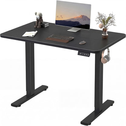 Electric Height Adjustable Standing Desk Memory Preset Sit Stand Desk Home Office T-Shaped Metal Frame