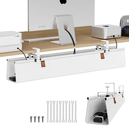 Under Desk Cable Management Tray Fabric Cord Organizer Clamp or Screw Mount No Drill Wire Management Home Office