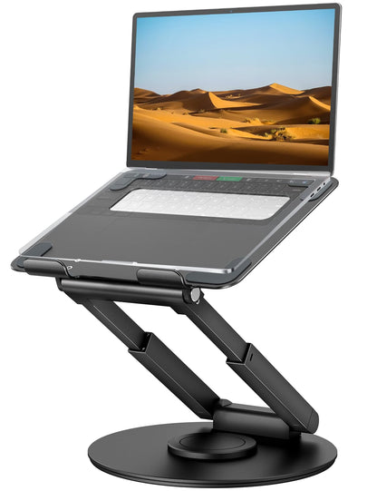 Telescopic Laptop Stand 360° Swivel Base Adjustable Height Ergonomic Sit Stand Riser Portable Desk Holder