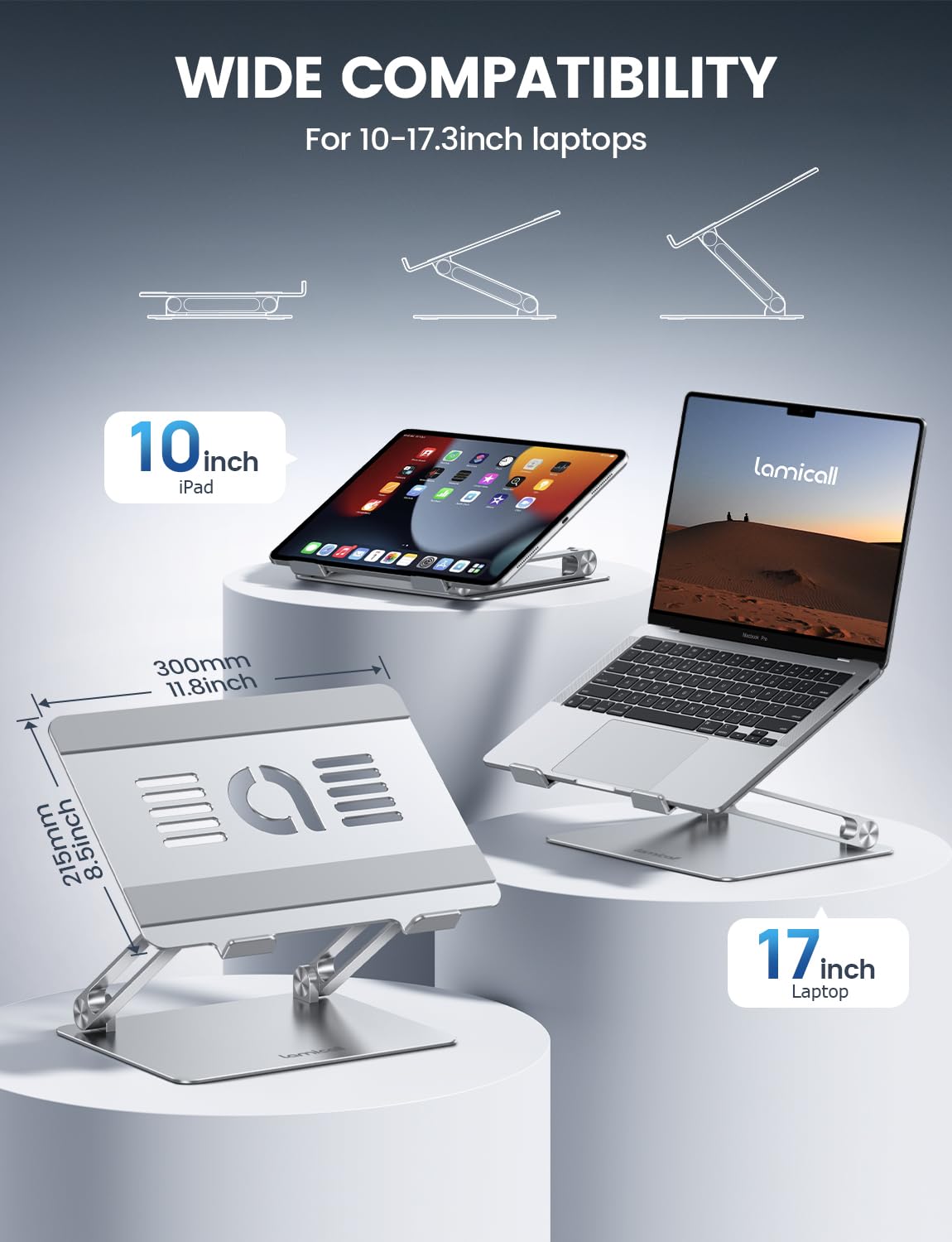 Adjustable Aluminum Laptop Stand Foldable Portable Ergonomic Notebook Riser Desk Holder